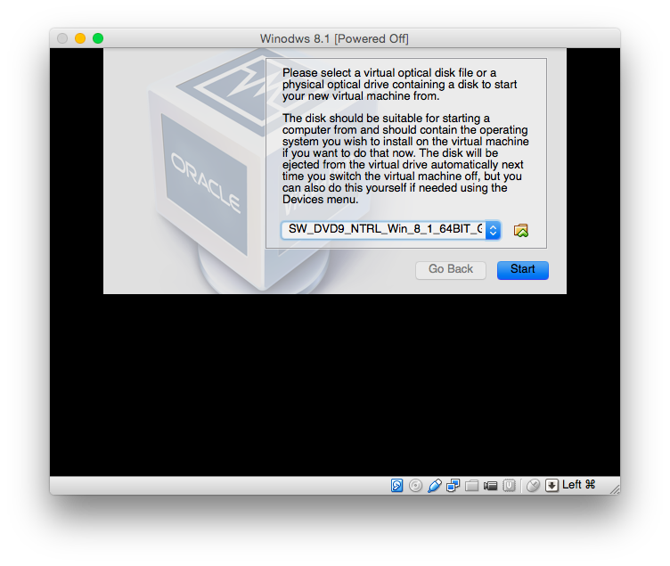 VirtualBox Windows 8.1 Boot Image auswählen