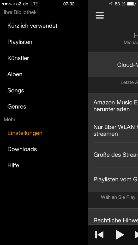 Amazon Music App - Einstellungen