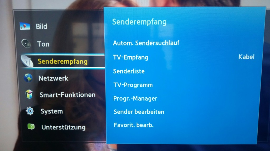 Samsung TV F Serie - Menü Senderempfang