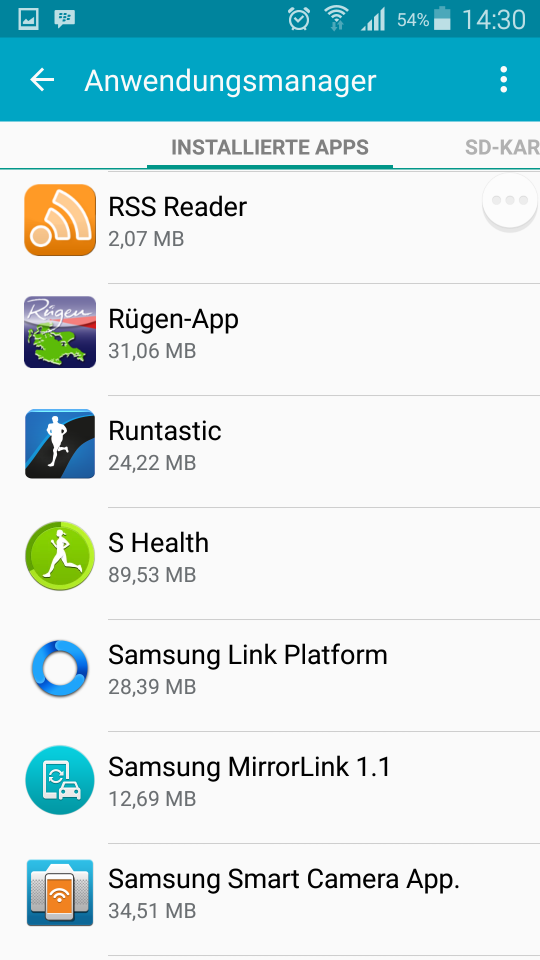 Anwendungsmanager - Installierte Apps