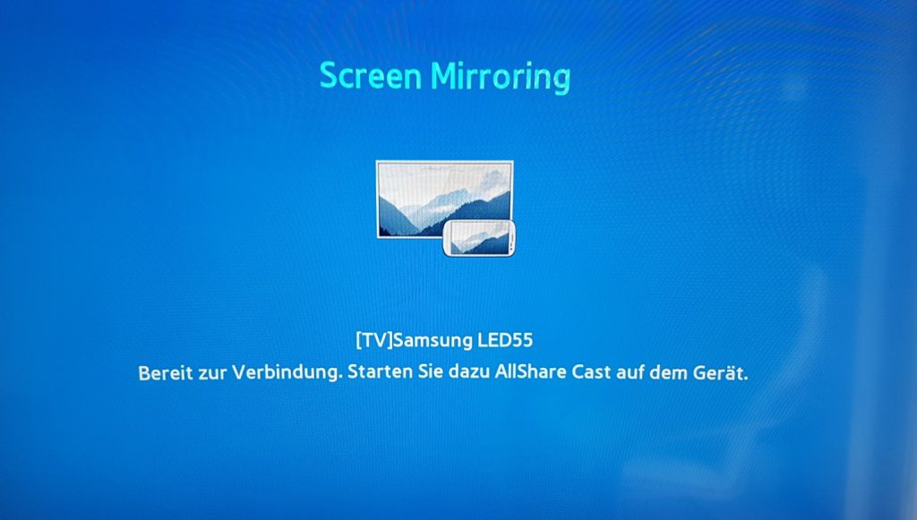 Screen Mirroring am Samsung TV gestartet
