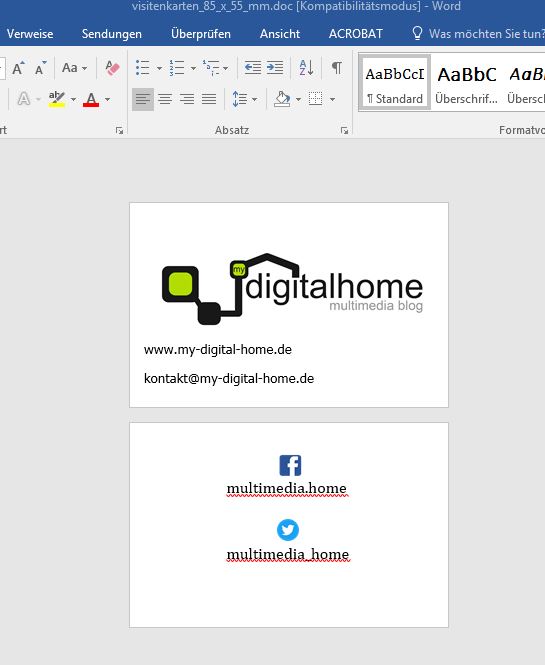 Visitenkarte Erstellen Und Drucken Selbst Gestalten Mit Einer Wordvorlage My Digital Home