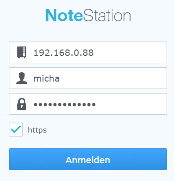 Synology Note Station Client - Anmeldung