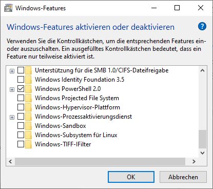 Windows 10 Programme und Features - Sandbox aktivieren
